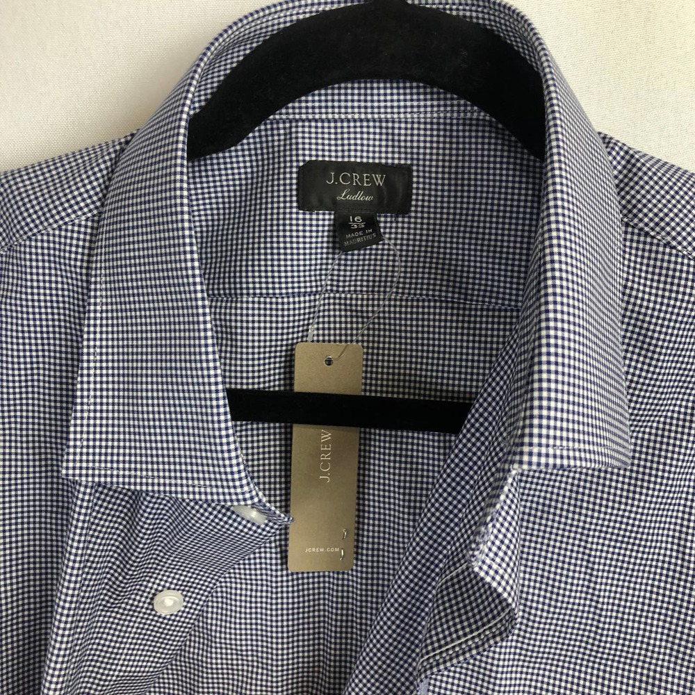 J.Crew Dress Shirt Mens Ludlow Blue Micro Checkered Button Up Long Sleeve Small